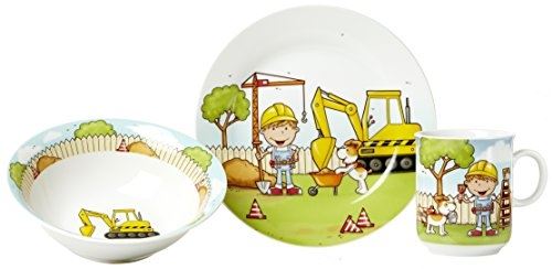 Ritzenhoff & breker 051711 straßenräuber set de vaisselle enfant travailleurs de la construction enfants, porcelaine, 3 pièces,