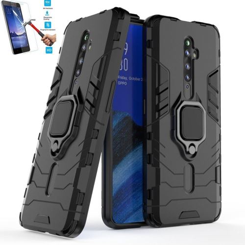 Coque Oppo Reno 2 Z Anti Choc Noir Avec Film Verre Trempé Housse Etui Antichoc Armor Avec Support Magnétique hfs-house®