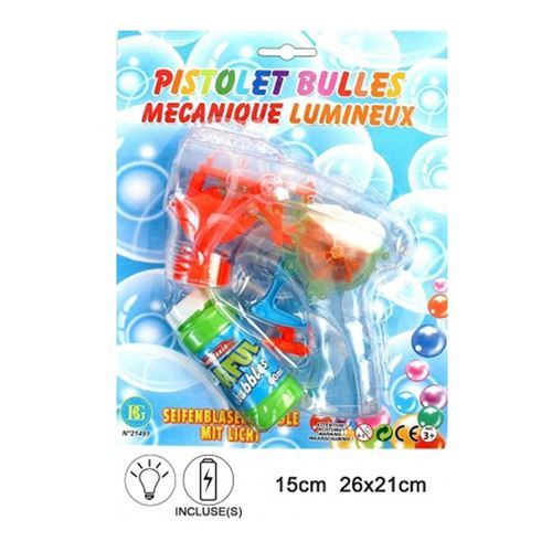pistolet bulle de savon lumineux 15cm