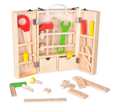 Valisette outils et accessoires en bois - mallette bricolage enfant