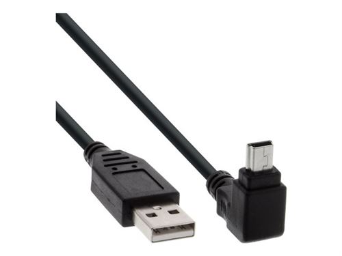 InLine - USB-kabel - mini USB type B (M) naar USB (M) - 2 m - 90° connector - zwart