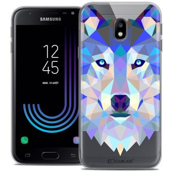 Coque Samsung Galaxy J3 2017 J320 (5 ) CASEINK Housse Etui [Crystal Gel HD Polygon Series Animal - Souple - Ultra Fin - Imprimé en France] Loup