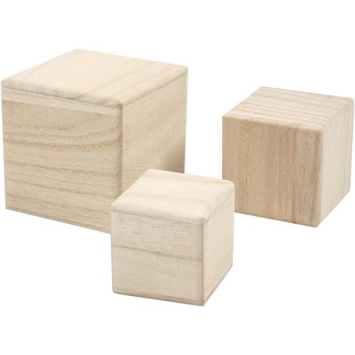 Cubes en bois, dim. 5+6+8 cm, paulownia, 3pièces