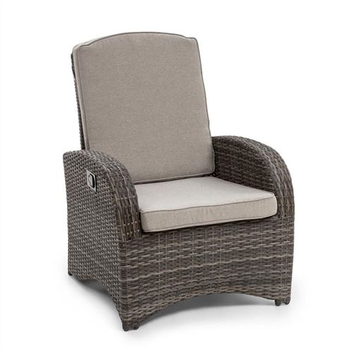 Blumfeldt Comfort Siesta Fauteuil de jardin au dossier réglable - coussin d´assise 8cm - résine tressée - gris