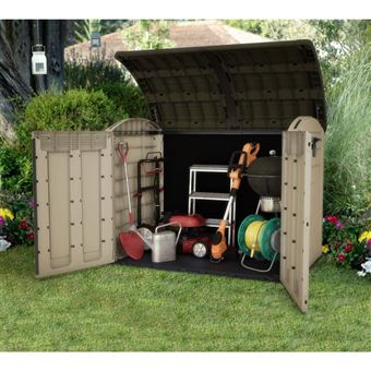 Coffre de rangement extérieur en résine - 2000 litres - Beige et Marron - Abri de stockage de jardin - 1