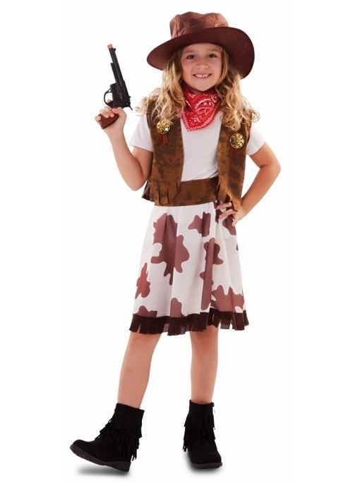 Deguisement enfant cow girl 10-12 ans (jupe, gilet, chapeau, bandana, ceinture) - costume western fille