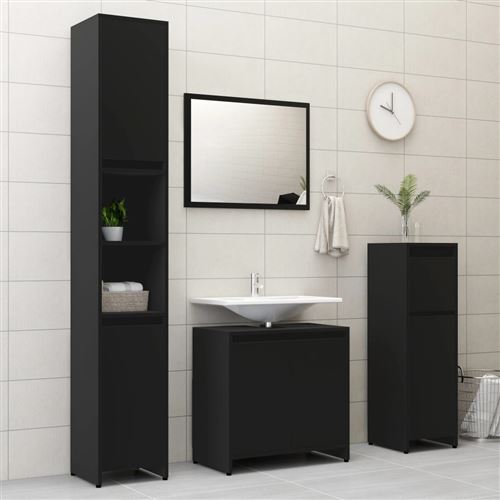 Chunhe Ensemble de meubles de salle de bain 4 pcs Noir Aggloméré AB3056890