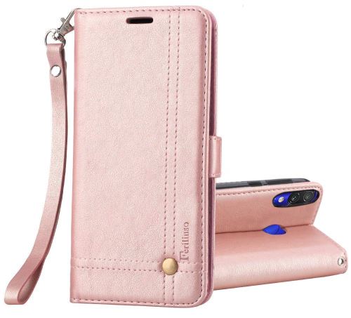 Housse pour Xiaomi Redmi Note 7/ Note 7S/ Note 7 Pro Housse Coque Etui de luxe Portefeuille Porte Carte Et Billet (avec support integré) Or Rose
