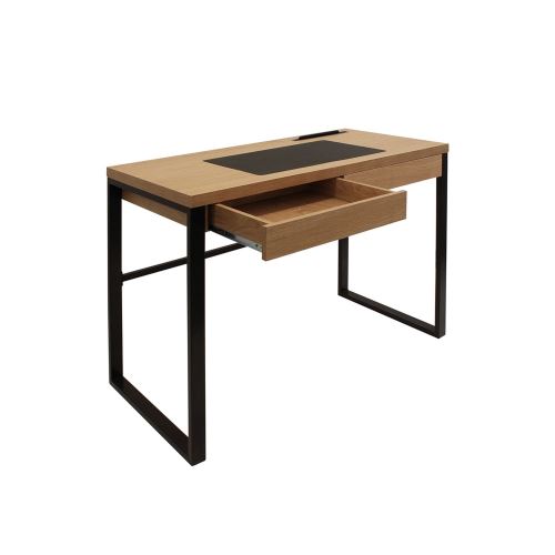 Bureau En Metal Et Bois Industriel L 100 X H 74 Cm Noir Et Bois Achat Prix Fnac
