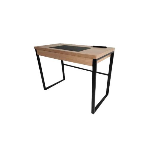 Bureau En Metal Et Bois Industriel L 100 X H 74 Cm Noir Et Bois Achat Prix Fnac