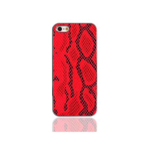 Coque python rouge contour argent pour iPhone 4 / 4S