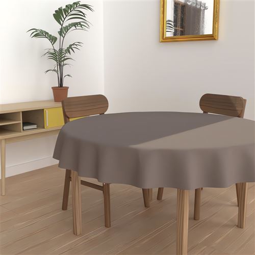 Nappe ronde anti-tâches Alix - D 180 cm - Marron