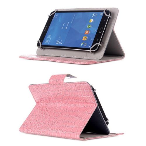 Yonis Rose Housse Universelle Simili Peau Crocodile Tablette 7 Pouces Rabat Pression