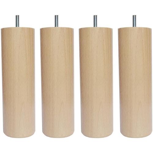 Jeu De Pieds Cylindriques En Bois O 6,2 Cm - H 19 Cm - Lot De 4