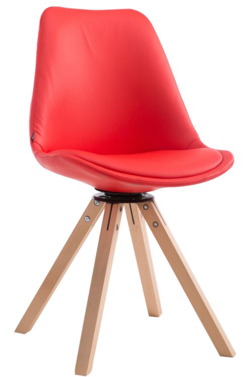 Chaise Calais pivotante pieds en bois de hêtre carrés teinte nature - Assise Rouge