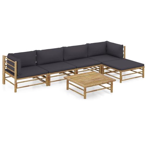 Non Communiqué Gris Salon De Jardin Modulable Vidaxl Bambou 5 Personnes 6 Pieces