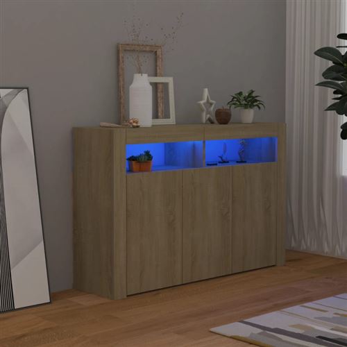 vidaXL Buffet avec lumières LED chêne sonoma 115,5x30x75 cm