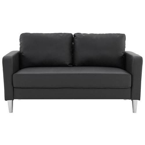 Canape 2 places - Simili Noir - L 150 x P 80 x H 85 cm - KENT