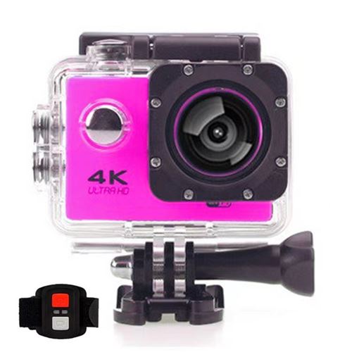 Caméra Sport D800S HD 4K 30m Etanche Wifi Avec télécommande Rose