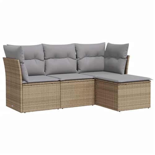 Non Communiqué Beige Salon De Jardin Vidaxl Avec Coussins 4 Pcs Et Gris Tressée