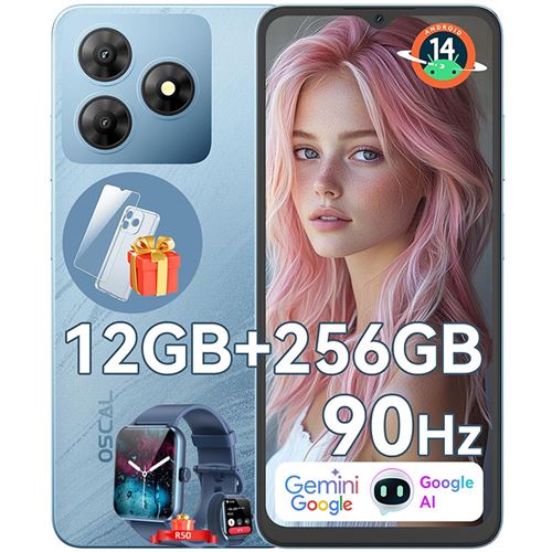 Téléphone Portable Oscal FLAT 2 6,56 RAM 12Go+256Go/SD 2To 5000mAh Dual SIM Bleu avec Blackview R50