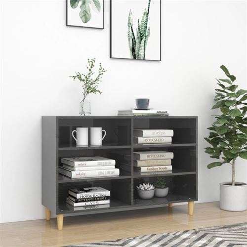 vidaXL Buffet Gris brillant 103,5x35x70 cm bois d'ingénierie