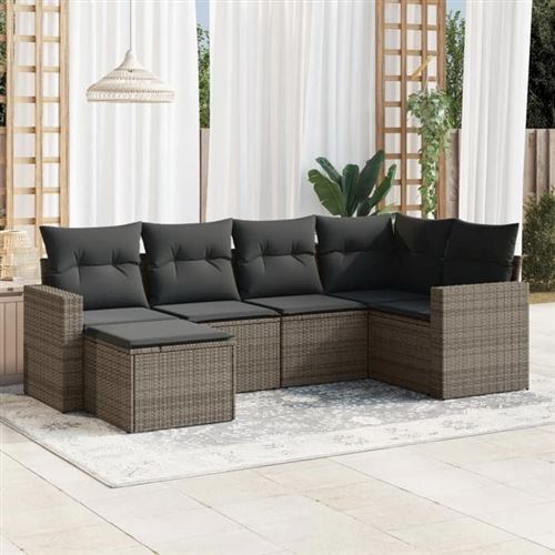 Salon de jardin modulable vidaxl 6 pieces gris resine tressee 62 x 62 x 69 cm