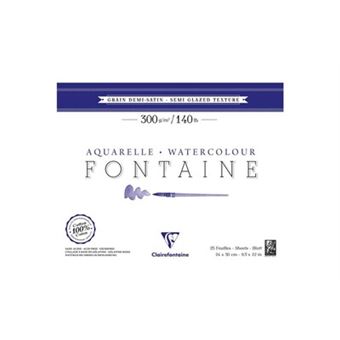 Bloc aquarelle fontaine grain 1/2 satinã - 24x30cm - 300g - clairefontaine - 1