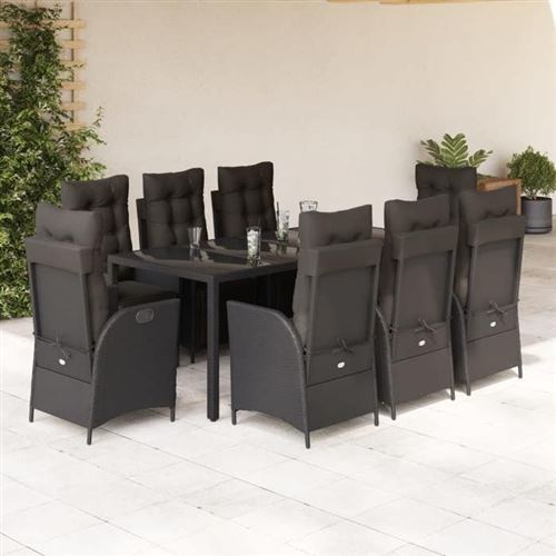 Non Communiqué Gris Vidaxl Ensemble À Manger De Jardin Avec Coussins 9 Pcs, Table Et Chaises Avec Dossier Réglable, Meubles D'extérieur, 3213325