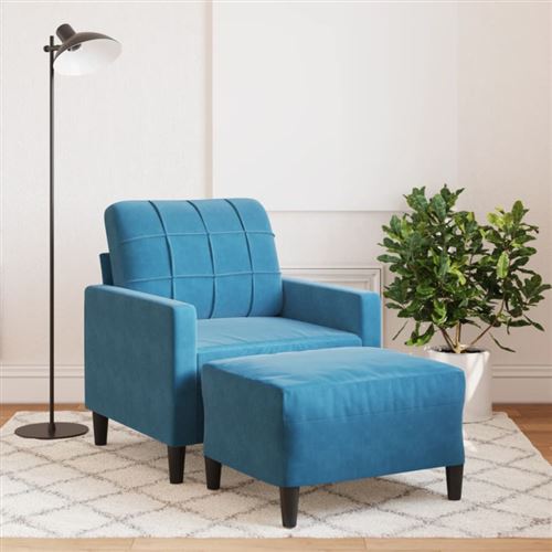 Non Communiqué Bleu Fauteuil Avec Repose Pied 60 Cm Velours