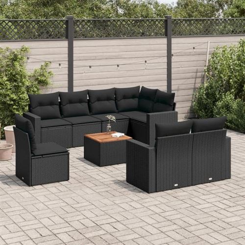 Non Communiqué Noir Salon De Jardin Modulable Vidaxl 9 Pieces 8 Personnes 62 X 62 X 69 Cm Resine Tressee