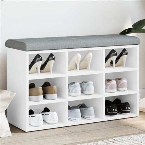 vidaXL Banc à chaussures blanc 82x32x50 cm bois d'ingénierie