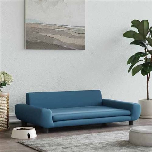 vidaXL Lit pour Chien, Canapé pour Animaux de Compagnie avec Cadre en Bois, Panier pour Chiots Maison Intérieur, Bleu 171981