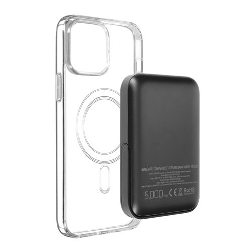 Coque iPhone 13 Mini et Powerbank 5000 mAh Magsafe Swissten Transparent