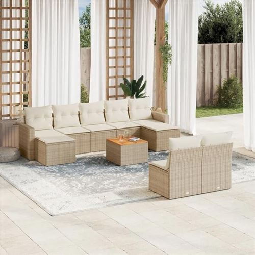 Non Communiqué Beige Salon De Jardin Modulable Vidaxl 9 Personnes Resine Tressee 55 X 62 X 69 Cm 10 Pieces