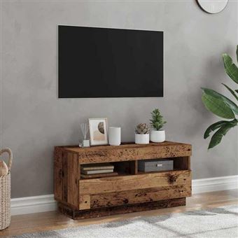 vidaXL Meuble TV avec lumières LED vieux bois bois d'ingénierie, support TV, meuble multimédia, console TV, meuble hifi, 856357 - 1