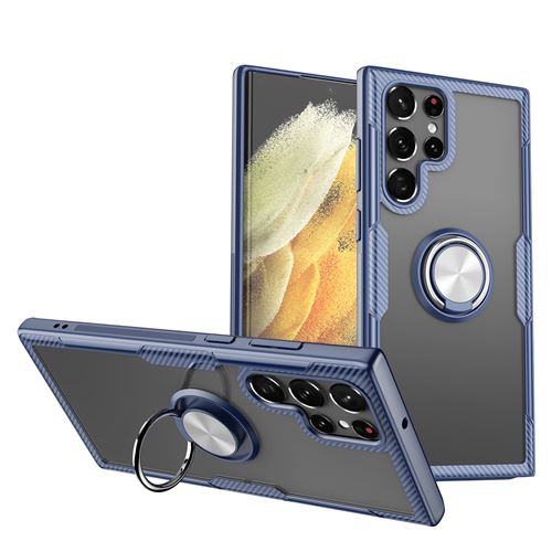 Coque avec Bague Pour Samsung Galaxy S22 Ultra Frusde Antichoc Etui de Support-Bleu