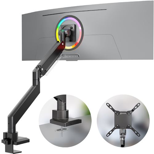 ONKRON Bras &Eacute;cran PC/TV 17-57, 27 kg max, VESA 75x75-200x200, Inclinable, Pivotant, G130-B Noir