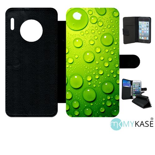 Etui My-Kase pour Mate 30 Pro - goutte d eau verte - Simili-cuir Noir