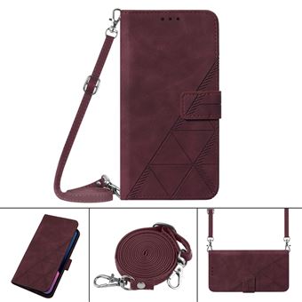 Coque Protective FOXDOCK OPPO Reno12 FS Protection complète Soft PU Le cuir flip portefeuille Case de téléphone avec une sangle longue compatible avec OPPO Reno12 FS-Rouge - 1