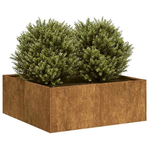 vidaXL - Jardinière - Acier - 80x80x30 cm - Marron - Image 3