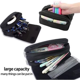 Trousse Scolaire KidsPark - 3 Compartiments - 21x7,5x9cm - Grande Capacité - Pour École, Bureau Ou Maquillage