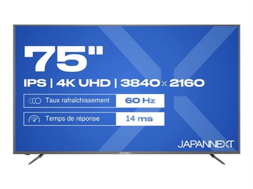 JAPANNEXT JN IPS750UHD60F Classe de diagonale 75 écran LCD rétro éclairé par LED 3840 x 2160 HDR LED à éclairage direct