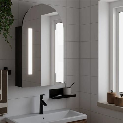 Vidaxl - Armoire de bain à miroir avec led arquée noir 42x13x70 cm