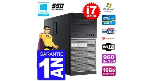 Pc tour dell 9020 intel core i7-4790 ram 16go ssd 960go graveur dvd wifi w7