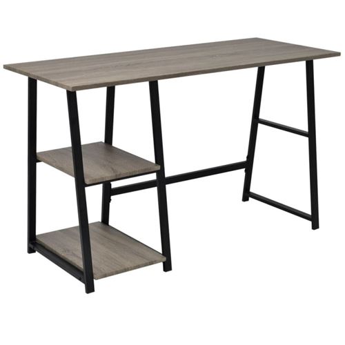VidaXL Bureau avec 2 étagères Gris/Chêne - Image 4