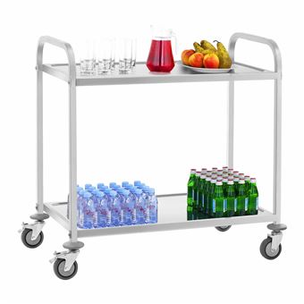 Royal Catering Chariot De Service En Acier 2 Plateaux 160 Kg Max royal-catering-chariot-de-service-en-acier-2-plateaux-160-kg-max