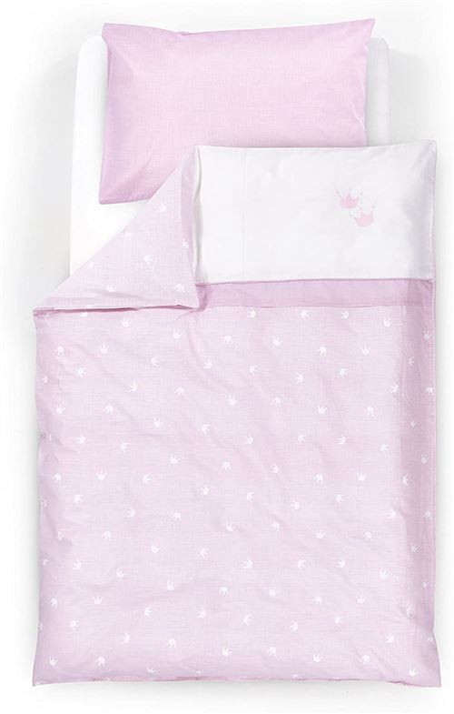 Housse de couette 80x80 + taie d'oreiller 35x40 cm Couronne ROSE