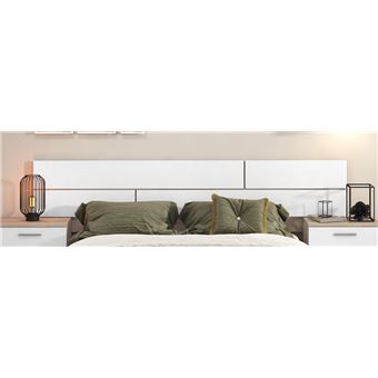 Tête de lit Helena avec 2 tables de chevet encastrées pour lit de 180 cm de  largueur-chêne clair/blanc Scandinave, Moderne - TEMAHOME