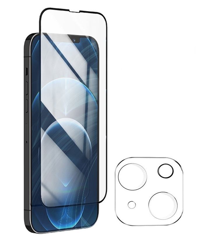 Verre Trempé IPhone 13 + Protection Caméra - 2+2 Pièces - Dureté 9H - Anti-rayures, Anti-empreintes - Installation Facile